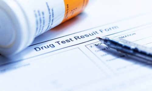 Drug test blank form with Variety of medicines